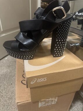 Michael Kors Black Studded Platform Heel Sandals
